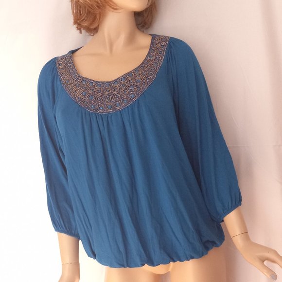 ALFANI  Embellished Neck Top Blouse Sz 0X - Picture 3 of 5